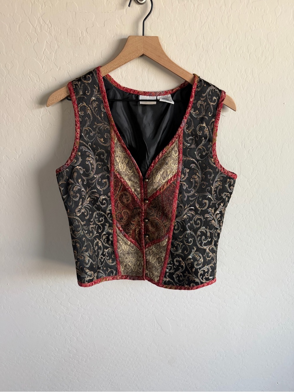 VTG White Stag Women’s Patchwork Vest M Cottagecore Boho Fairy 90s Y2K Peasant